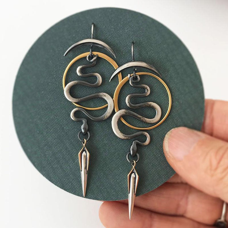 Wholesale Devil's Eye Moon Metal Long Earrings